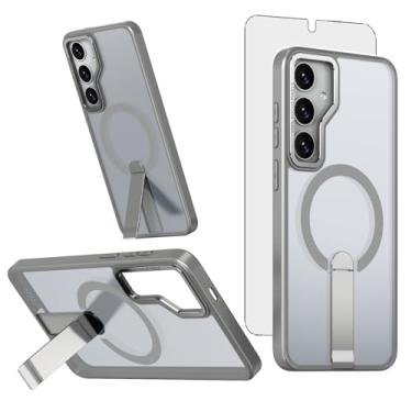 Imagem de Asuwish Capa de celular para Samsung Galaxy S24/S25 5G com protetor de tela de vidro temperado magnético e suporte rígido resistente à prova de choque acessórios S 24 24S 25 25S G5 SM-S931U feminino