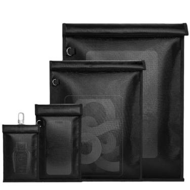 Imagem de Acouto Sacos Faraday de 4 Pacotes, Saco de Bloqueio de Sinal de Blindagem RFID à Prova de Fogo Retardador de Chamas Com Fita Adesiva para Telefones Celulares, Tablets, Laptops, Chaves