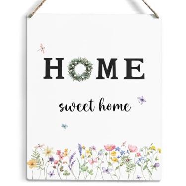 Imagem de Decoração de parede familiar, uma guirlanda de eucalipto artificial com a letra O Home Sweet Home Sign Decor 20 x 25 cm, decoração de parede de casa de fazenda presente de inauguração de casa