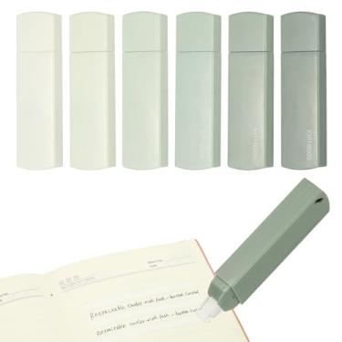 Imagem de PATIKIL 6 peças de fita corretiva de 6 metros, linda mini caneta aplicadora branca recarregável resistente a rasgos com refis para sala de aula, material de escritório, escrita doméstica, verde