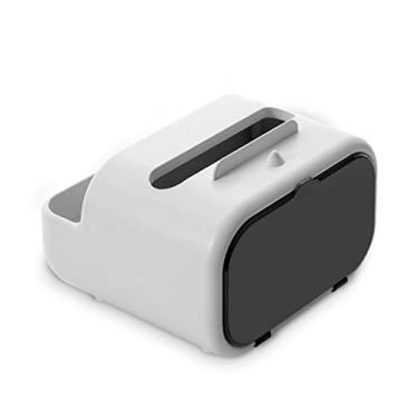 Imagem de Caixa de armazenamento de lenços organizador de guardanapos de grande capacidade recipiente de ornamento bancada estojos de casa para sala de estar (cor: azul, tamanho: 18,5 * 17 * 12 cm) (branco 18,5