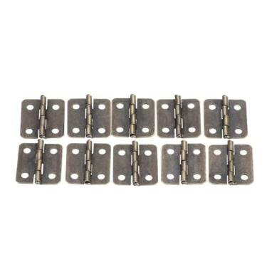 Imagem de 10 peças dobradiças com parafusos canto redondo prata/bronze/ouro 4 furos 18 * 16 mm caixa de madeira decorativa armário (bronze antigo)