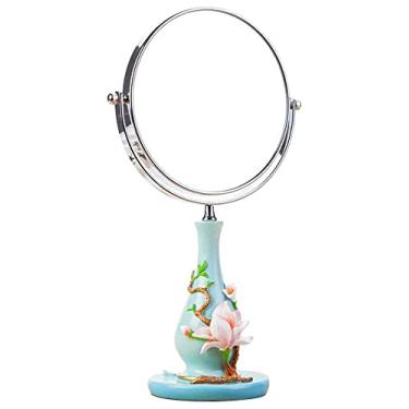 Imagem de CZCZC Espelho cosmético espelho de maquiagem, espelho de maquiagem de mesa, espelho de beleza de ampliação 3X, espelho cosmético de dois lados, giratório de 360° para banheiro, pequeno espelho