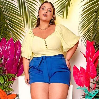 Imagem de Blusa Feminina Plus Size Social Manga Curta Balone  - LINA MODA PLUS S