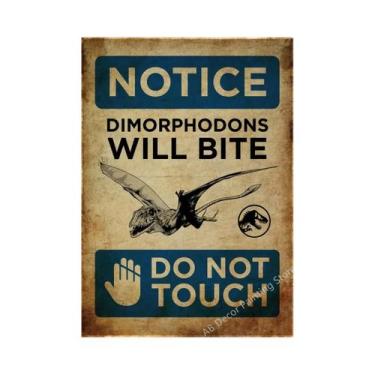 Imagem de Placa De Advertência Vintage De Dinossauro, Pôster Retrô, Arte Estétic