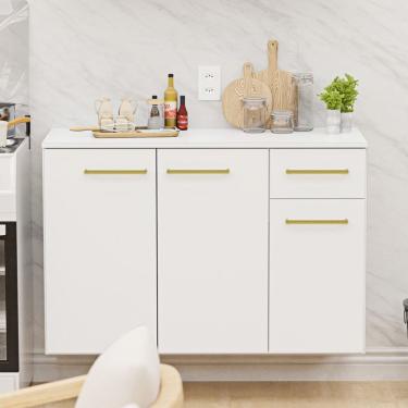 Imagem de Balcão Auxiliar Modulado Bancada Cozinha Compacta Branco