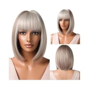 Imagem de Peruca Sintética Curta Em Tom Castanho Natural Para Mulheres, Corte Re