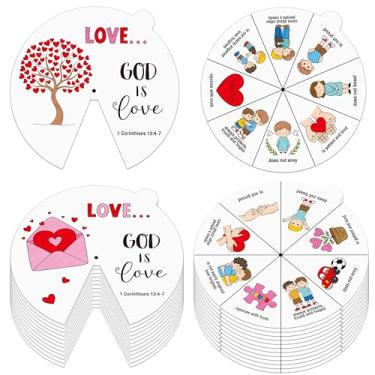 Imagem de COcnny Valentine’s Day Coloring Craft - 24 Sets Color Your Own Valentines Religious Art Cards for Kid, DIY Sweet 1 Corinthians God is Love Wheel Paper for Church Sunday School Classroom VBS Activities