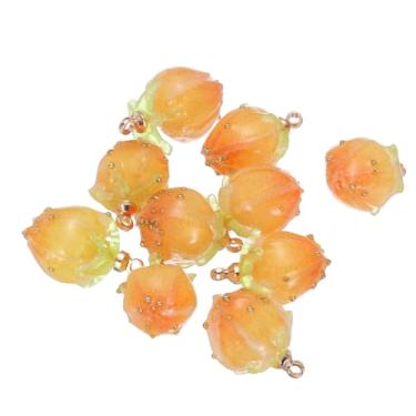 Imagem de Generic 0,6 x 0,4 contas de flores, 10 peças de contas de flores de acrílico, mini pingente de rosa para pulseiras, brincos, colares, fabricação de joias e artesanato DIY, amarelo