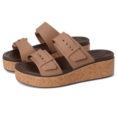 Imagem de Crocs Sandálias femininas com fivela de cortiça Brooklyn, Chocolate ao leite, 40