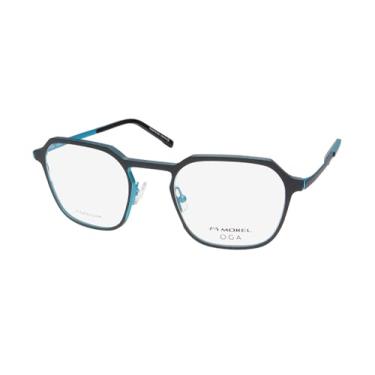 Imagem de Oga 10194o Armação de óculos de metal de titânio/óculos contemporâneos masculinos raros, Preto/azul., 51-22-145