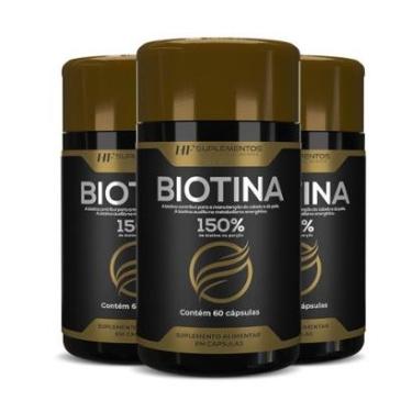 Imagem de 3X BIOTINA 150% PREMIUM 60CAPS HF SUPLEMENTOS-Unissex