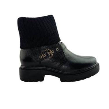 Imagem de Bota Feminina Pegada 282408-03 Burnished Preto/Tecido Preto-Feminino