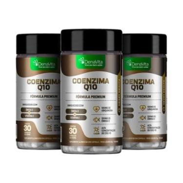 Imagem de Kit 3x Pote Coenzima Q10, Ômega 3, Vitamina E, Coq10, Tcm, Vegano, Denavita-Unissex