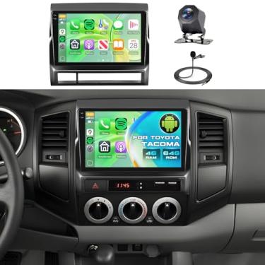 Imagem de Estéreo automotivo 4G + 64G para Toyota Tacoma 2005-2015 com Carplay sem fio e Android Auto, Driauto tela sensível ao toque de 23 cm, rádio Android para Toyota Tacoma com Bluetooth Mirror, Wi-Fi, GPS