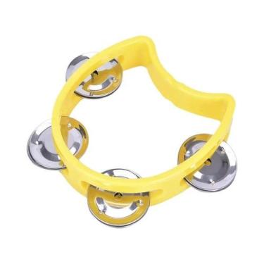 Imagem de Tamborim De Mão Infantil De Metal E Plástico Com Quatro Sinos, Instrum