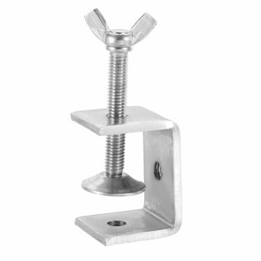 Imagem de HARFINGTON Grampos C de aço inoxidável 304 de 40 mm quadrado mini braçadeira de tigre ajustável clipe em U de metal resistente com parafusos de borboleta para montagem de soldagem de madeira, prata