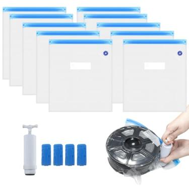Imagem de 10 sacos seladores a vácuo com bomba manual e 4 clipes - sacos de armazenamento de vários tamanhos para roupas, kit de armazenamento a vácuo para manter seco