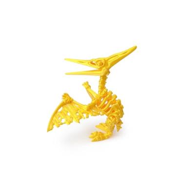 Imagem de Estatueta colecionável de crânio de pterossauro dourado gradiente impresso em 3D para decoração de mesa executiva de casa, geladeira e escritório