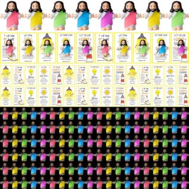 Imagem de CroBlissful 200 Sets Mini Jesus Figurines Bulk Glow in The Dark with Let Your Light Shine Cards for Christian Valentine Gifts Decor Church Sunday School Religious Christian Gifts (Open Your Arms)