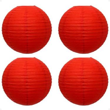 Imagem de Kit 4 Luminária Japonesa Oriental Papel 50 cm Vermelha - Galleria 77