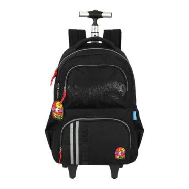 Imagem de Mochila Escolar Juvenil Rodinhas Hot Wheels Up4You, Preto MC50002