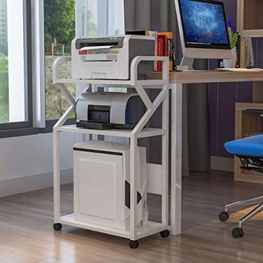 Imagem de Suporte de impressora 3 andares escritório móvel rack de impressora lateral CPU arquivo livro armazenamento rack rack de chão rack de impressora com polia móvel super rolamento de carga para