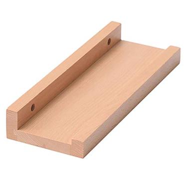 Imagem de Prateleiras de parede de madeira maciça rústica, rack de exibição de armazenamento de parede, prateleira de parede para decoração de casa, fácil de instalar, capacidade de carga 18 kg, para banheiro