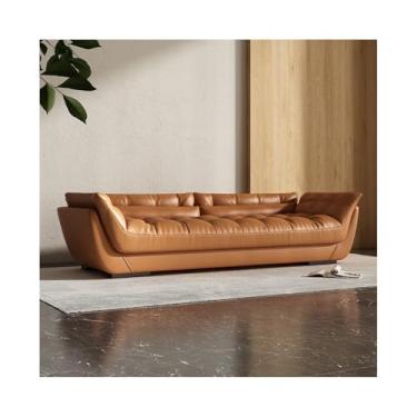 Imagem de Banqueta moderna para quarto, cama, sala de estar, cabeceira, sofá mestre longo, entrada de couro de alta qualidade (laranja)