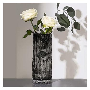 Imagem de Vaso de vidro Glacie congelado de luxo moderno para decoração de mesa com flores secas frescas e secas, utensílios decorativos, vasos de terrário, decoração de casa, centros de mesa modernos (grande)