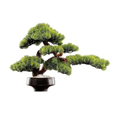Imagem de Plantas falsas sala de estar armário de bebidas armário de entrada enfeites de mesa lateral hotel simulação árvore decoração de bonsai artificial de alta qualidade