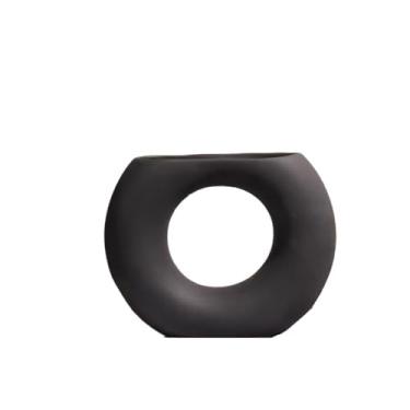 Imagem de Vaso de cerâmica branco moderno arranjo de vaso de cerâmica sala de estar arranjos de flores peças centrais (preto)