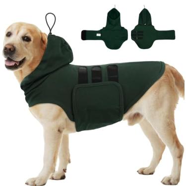 Imagem de MORVIGIVE Colete de ansiedade para cães GG com peito e capuz ajustáveis | Camisa macia e leve e calmante embrulhada para fogos de artifício, relâmpagos, tempestades, separação, sozinho em casa (verde