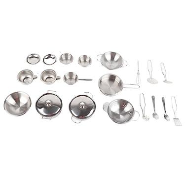 Imagem de Naroote Conjunto de Panelas de Cozinha de Aço Inoxidável, Seguro para Crianças, Jogo de Desenvolvimento (25 peças)