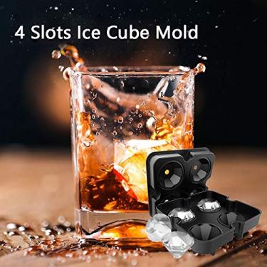 Imagem de 4 Slots DIY Moldes de Cubos Gelo em Forma Diamante para Fazer Sorvete Silicone Qualidade Alimentar Reutilizável Fácil Limpar Lavavajillas Baixa Temper