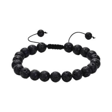 Imagem de Pulseira Masculina Ajustável De 8mm Com Olho De Tigre Natural E Pedra 