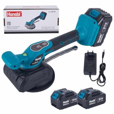 Imagem de Hanabi Maquina De Assentar Pisos A Bateria 21V 4,0Ah com 2 Baterias, Ventosa 200mm, Até 80kg, Nível de Bolha, Maquina De Assentar Ceramica Sem Fio Profissional