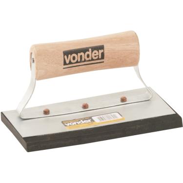 Imagem de Desempenadeira Aço Lisa 9,5x18cm Cabo Madeira Fechado Com Bo