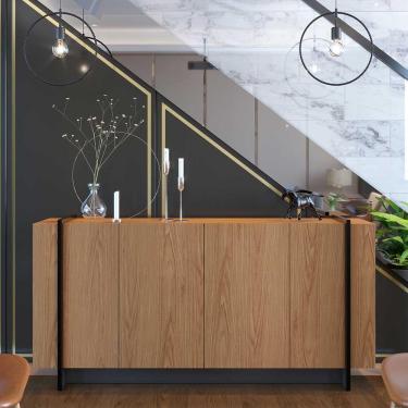 Imagem de Buffet Aparador Decorativo 160cm Destin Freijó/Preto G73 - Gran Belo