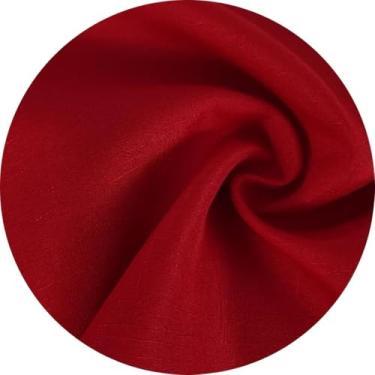 Imagem de Tecido Oxford Slub Linho Maquinetado 3 Metros de Largura Para decoração Painel Toalha de Mesa Evento Buffet Cortina Capa (Vermelho-03)