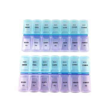Imagem de Kit 2 Caixa Porta Comprimidos Organizador de Remédios 7 Dias da Semana Manhã e Noite 2x Por Dia
