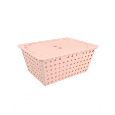 Imagem de Cesta One Maxi Com Tampa 39 X 30 X 16,8 Cm Rosa Blush Coza