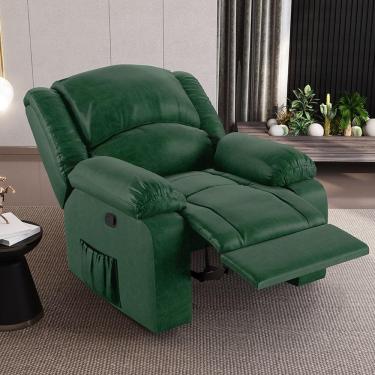 Imagem de Poltrona Do Papai Reclinável Sala De Cinema Madrid Manual Pu Verde Musgo G26
