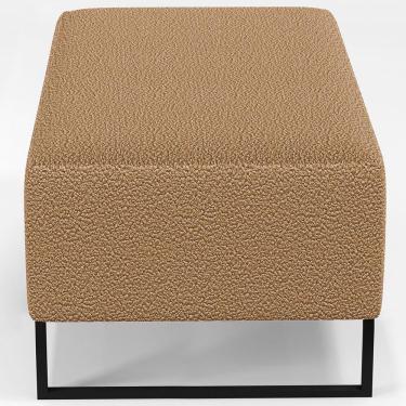 Imagem de Kit 02 Puffs Decorativo Sala De Estar Cléo 90Cm Base De Ferro Preto W01 Bouclê Mostarda