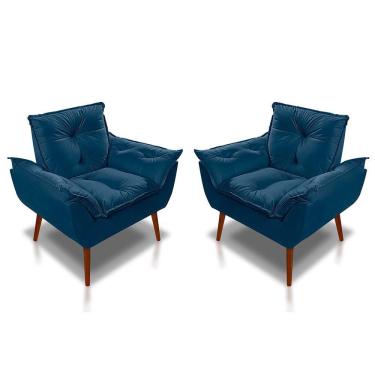 Imagem de Kit C- 02 Poltronas Opala Luxo Suede Azul Marinho