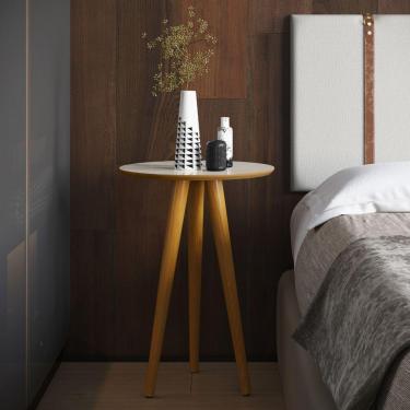 Imagem de Mesa Lateral Oval Para Sala Osaka Off White Freijo