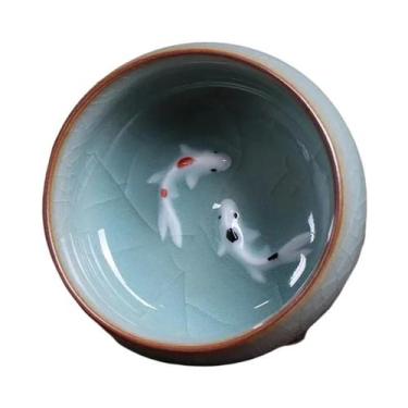 Imagem de Conjunto De Chá Chinês Com Xícaras De Porcelana Celadon Golden Fish De