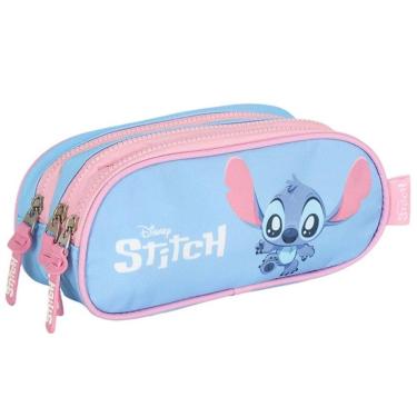 Imagem de Estojo Triplo Escolar STITCH Disney Azul Luxcel