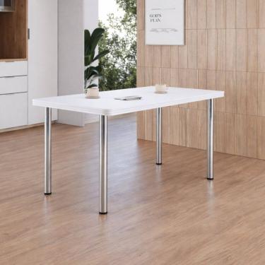 Imagem de Mesa de Jantar Retangular 6 Lugares Tampo em Mdp Fórmica Branco