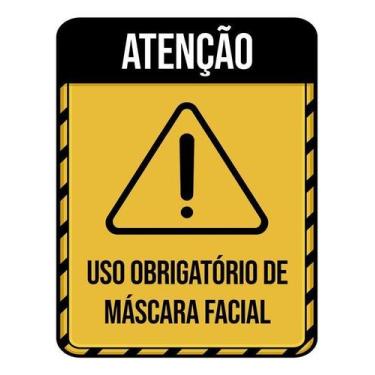 Imagem de Kit 10 Placa Acm Obrigatório Máscara Facial 18X23 - Sinalizo
